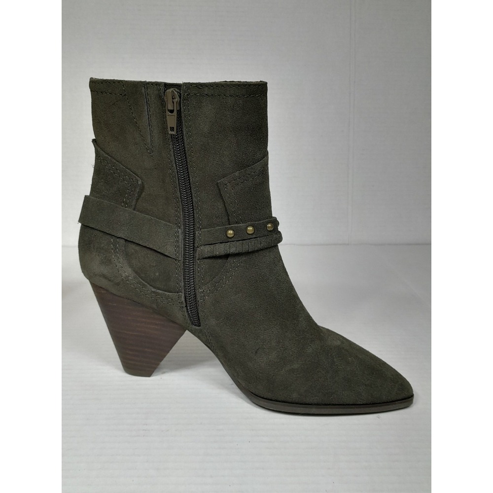 Lucky Brand Boot Womens 7.5 M Studded Ankle Booties Green Suede Harness Western - Picture 8 of 11